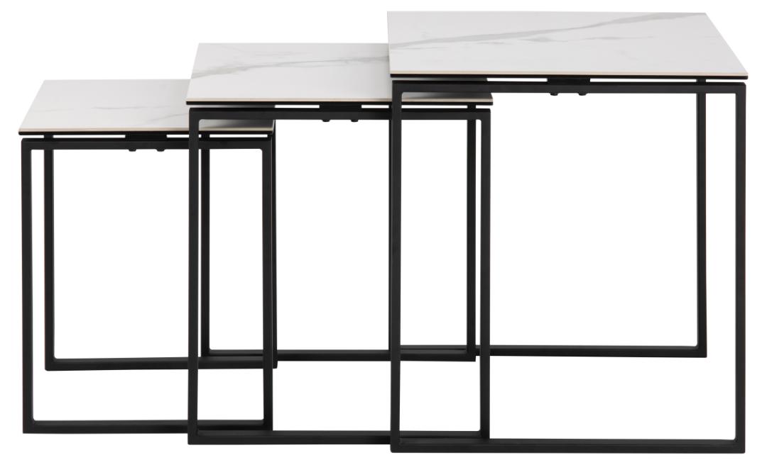 Lot de 3 tables d'appoint Nicola céramique - blanc/noir - Image 8