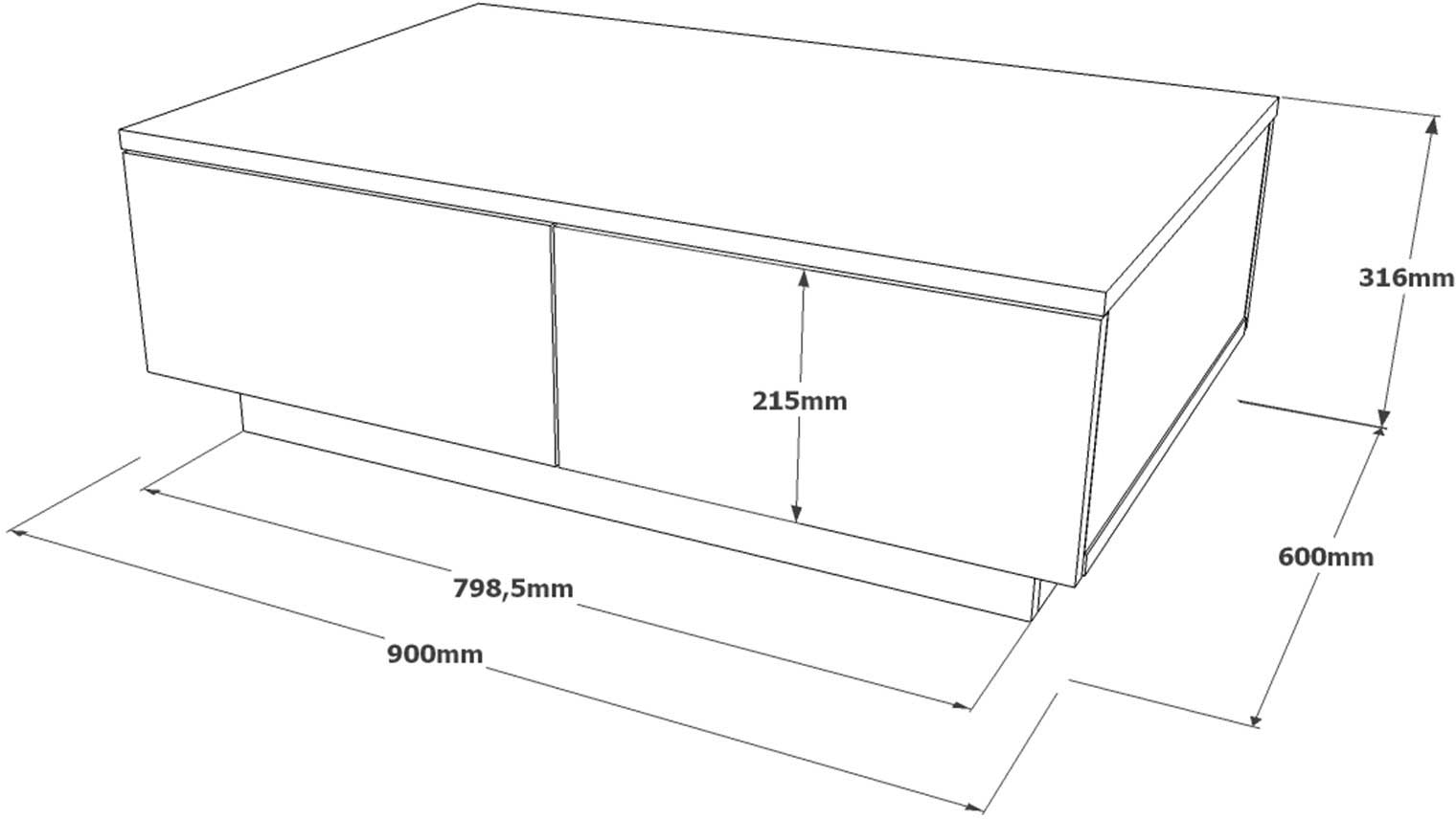 LV17 Table basse | 100 % MÉLAMINÉ | Argent, Anthracite - Image 3