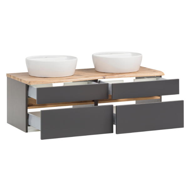 Meuble à lavabo Vikas 121cm 4 tiroirs - anthracite/chêne - Image 11