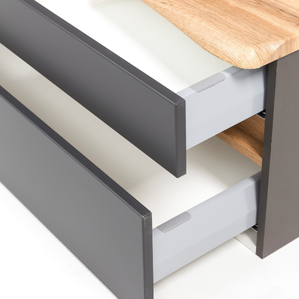 Meuble à lavabo Vikas 121cm 4 tiroirs - anthracite/chêne - Image 9