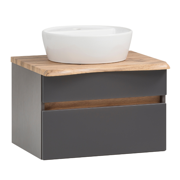 Meuble à lavabo Vikas 61cm 2 tiroirs - anthracite/chêne - Image 11