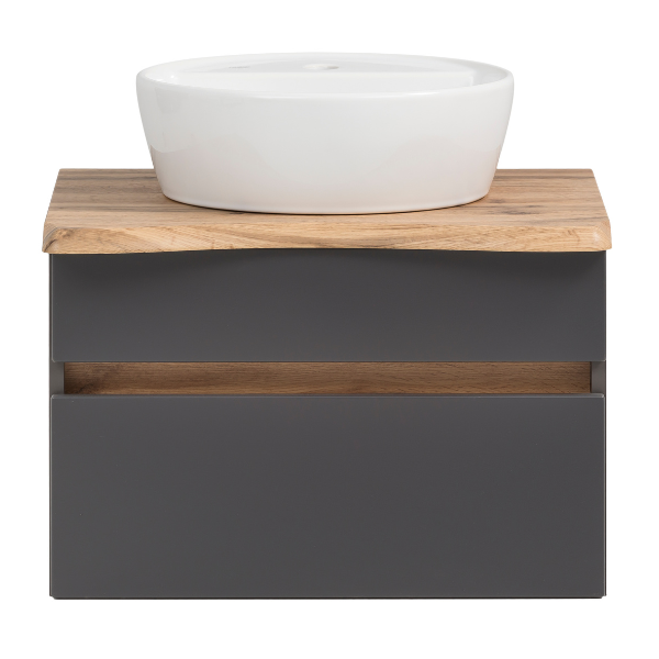 Meuble à lavabo Vikas 61cm 2 tiroirs - anthracite/chêne - Image 12
