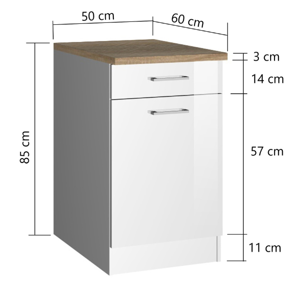 Meuble bas de cuisine Ragnar 50cm avec 1 porte & 1 tiroir - anthracite - Image 6