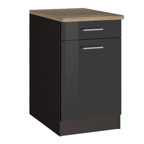 Meuble bas de cuisine Ragnar 50cm avec 1 porte & 1 tiroir - anthracite