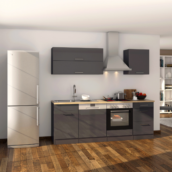 Meuble bas de cuisine Ragnar 50cm avec 3 tiroirs - anthracite/chêne - Image 3