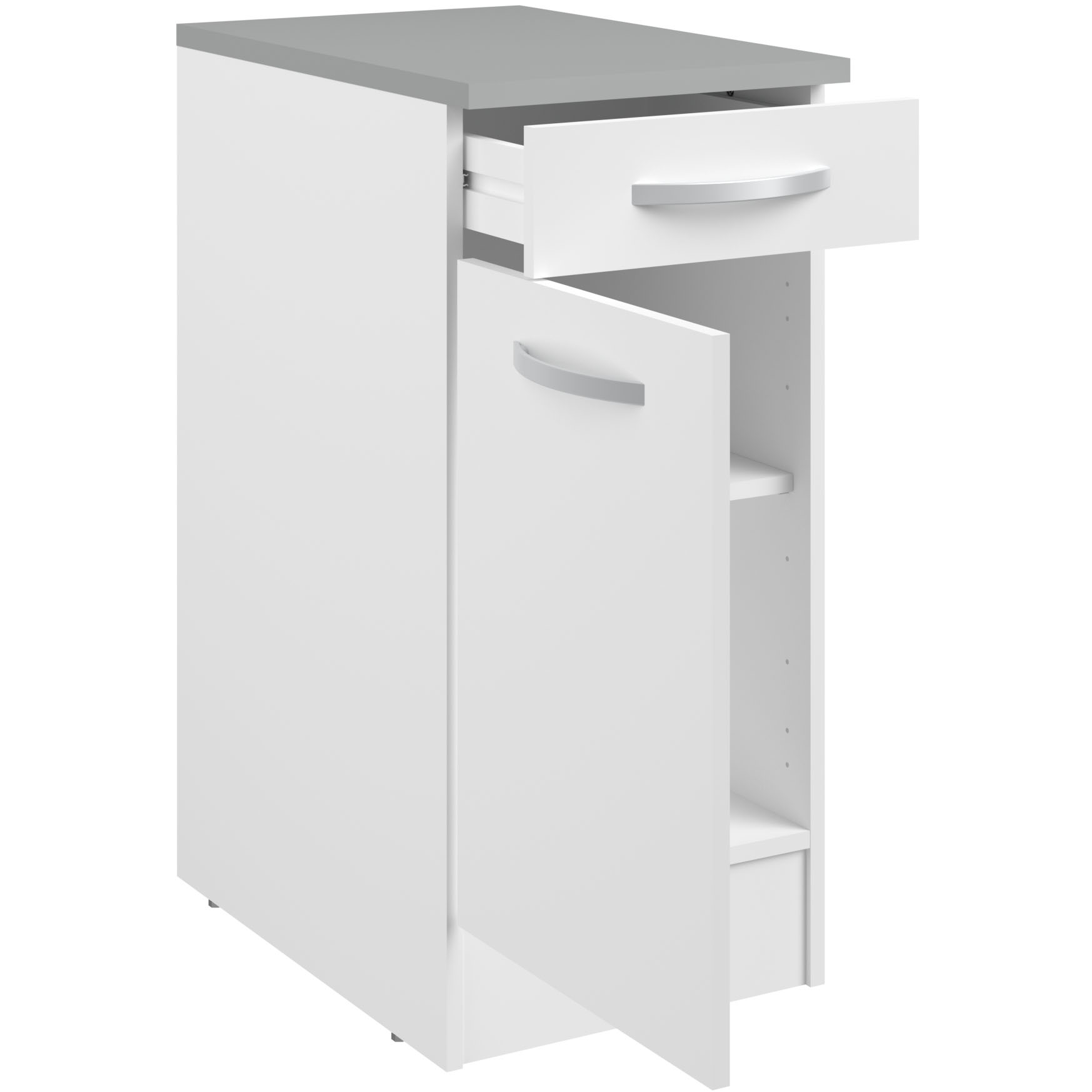 Meuble bas Oke 40x60 cm avec tiroir et porte - blanc - Image 2