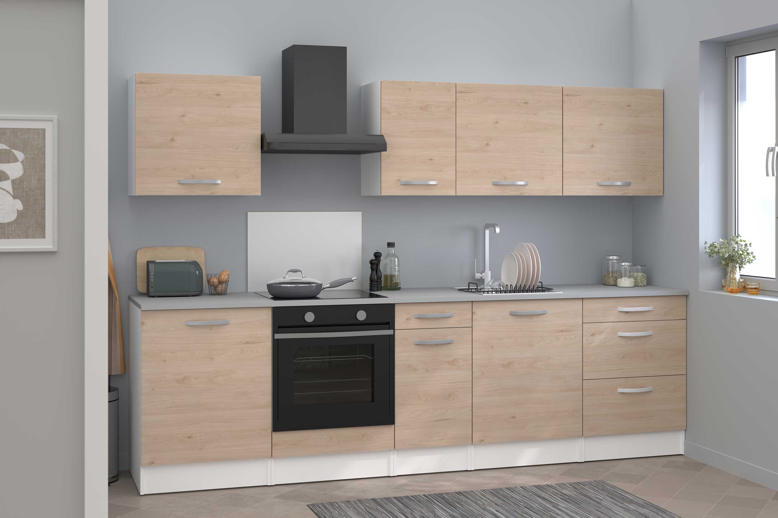 Meuble bas Oke 40x60 cm avec tiroir et porte - chêne - Image 7