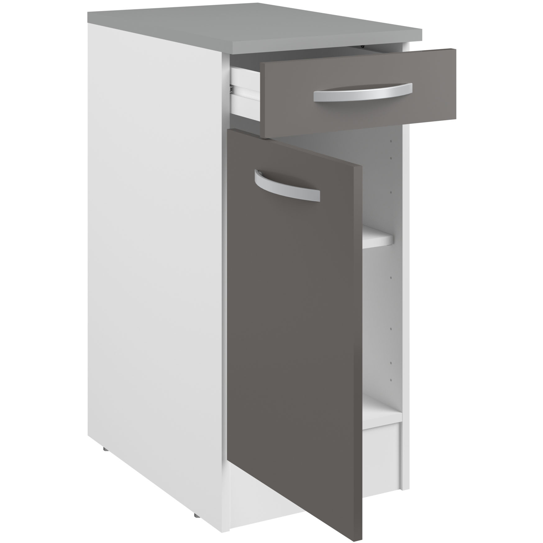 Meuble bas Oke 40x60 cm avec tiroir et porte - gris - Image 3