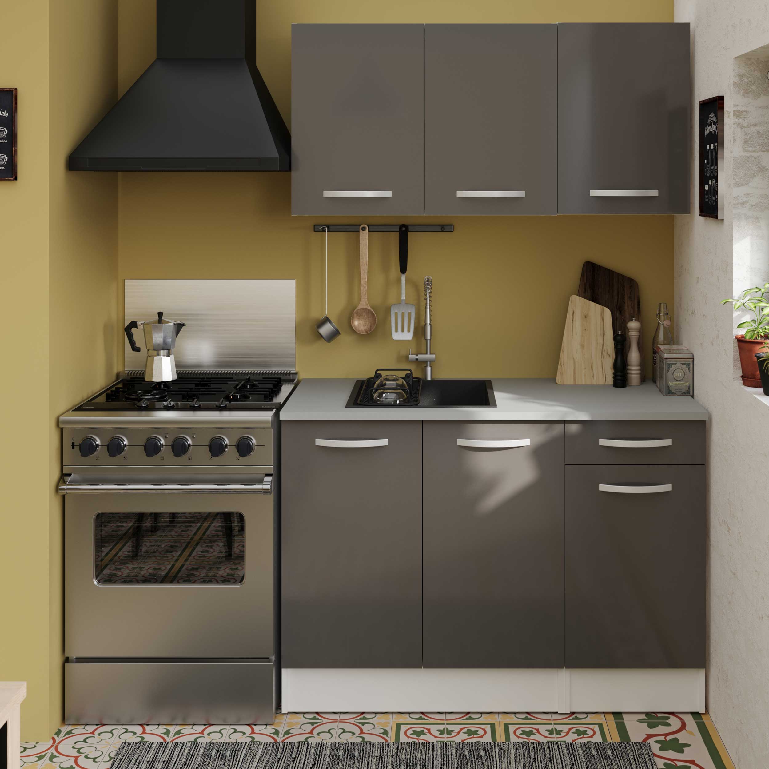 Meuble bas Oke 40x60 cm avec tiroir et porte - gris - Image 7