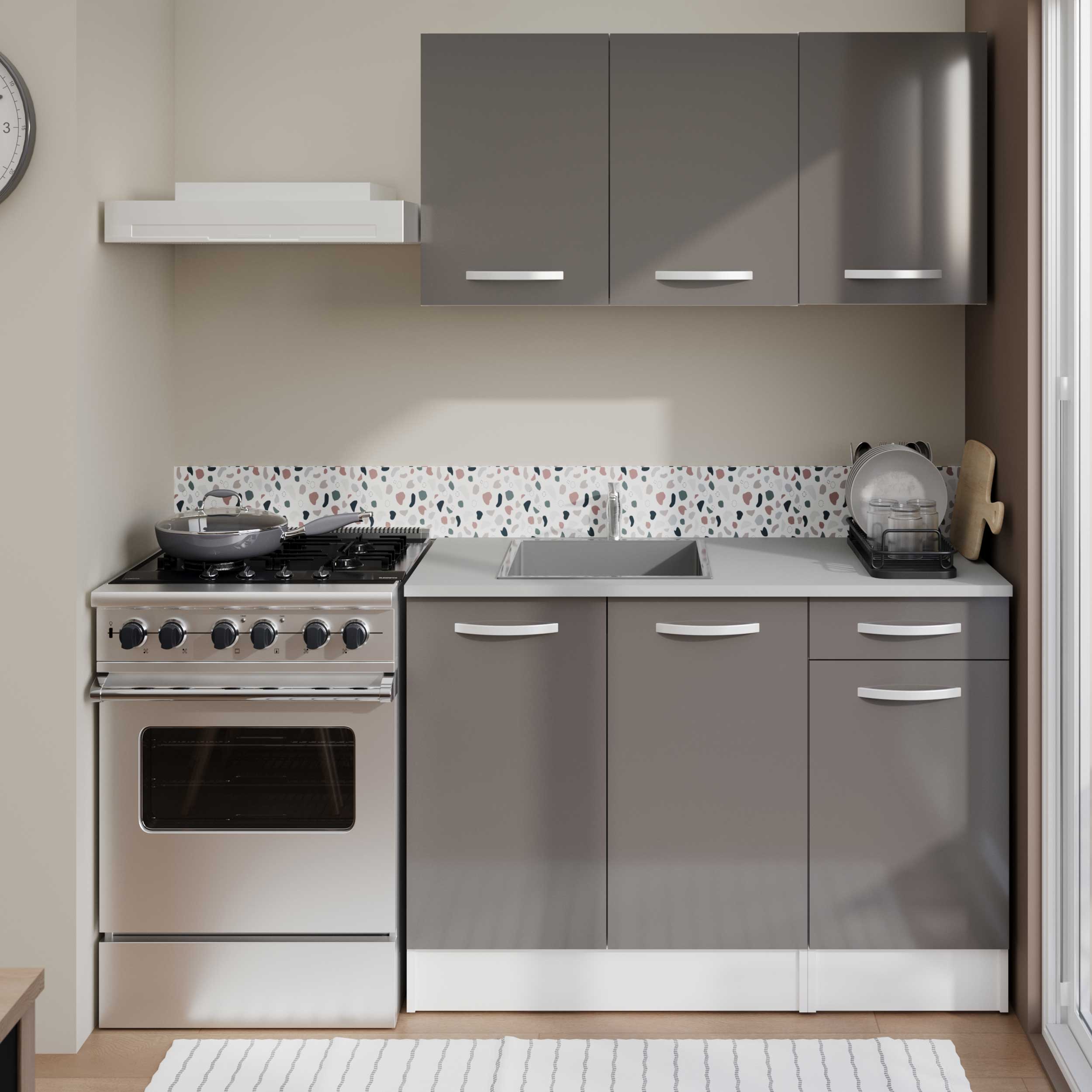 Meuble bas Oke 40x60 cm avec tiroir et porte - gris - Image 8