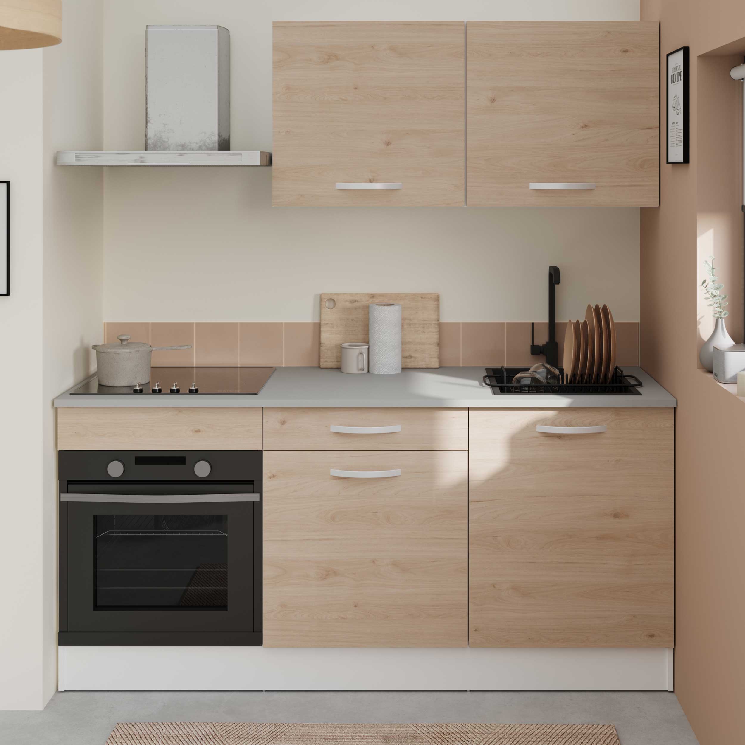 Meuble bas Oke 60 cm avec porte - chêne - Image 9