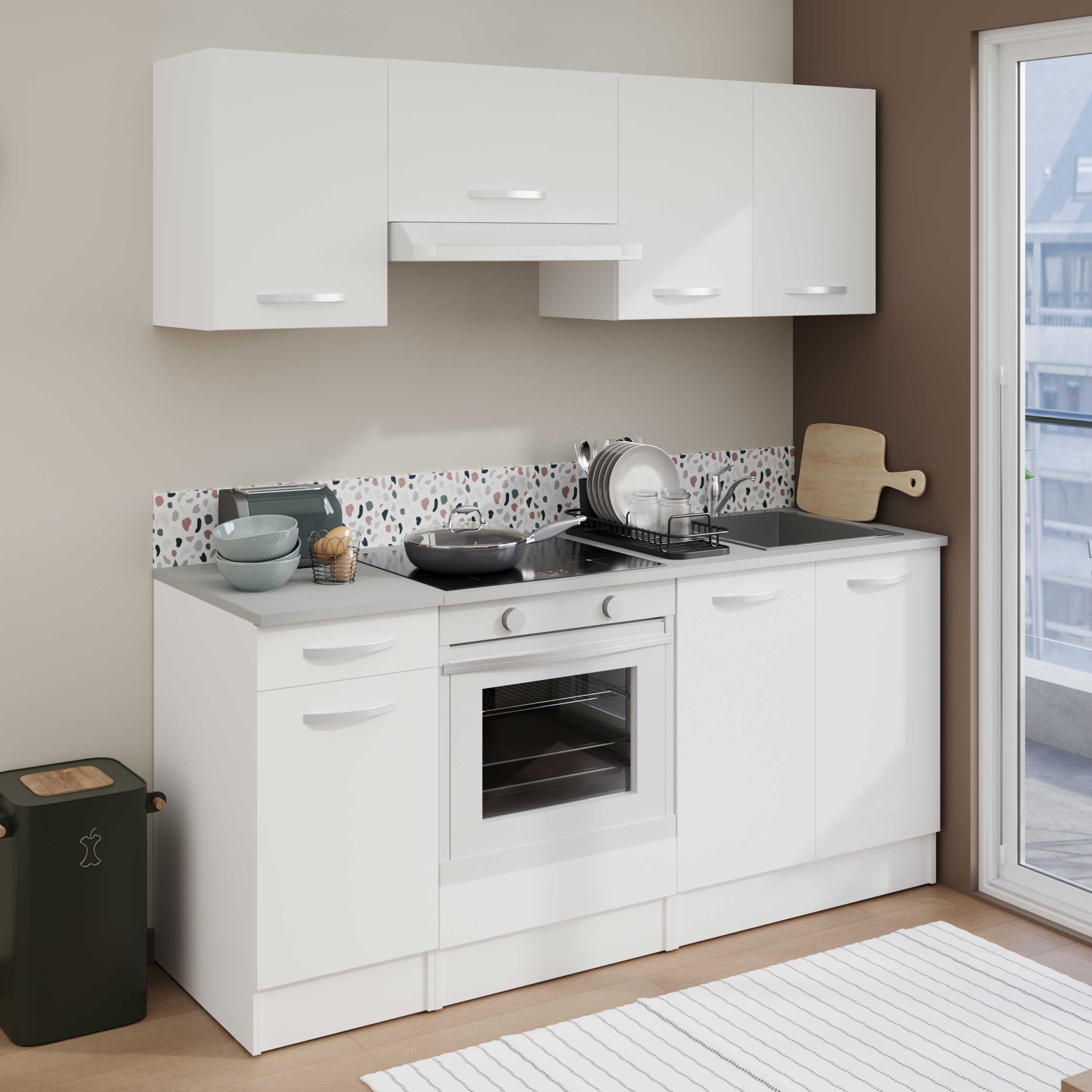 Meuble bas Oke 60 cm pour four et plaque de cuisson - blanc - Image 3