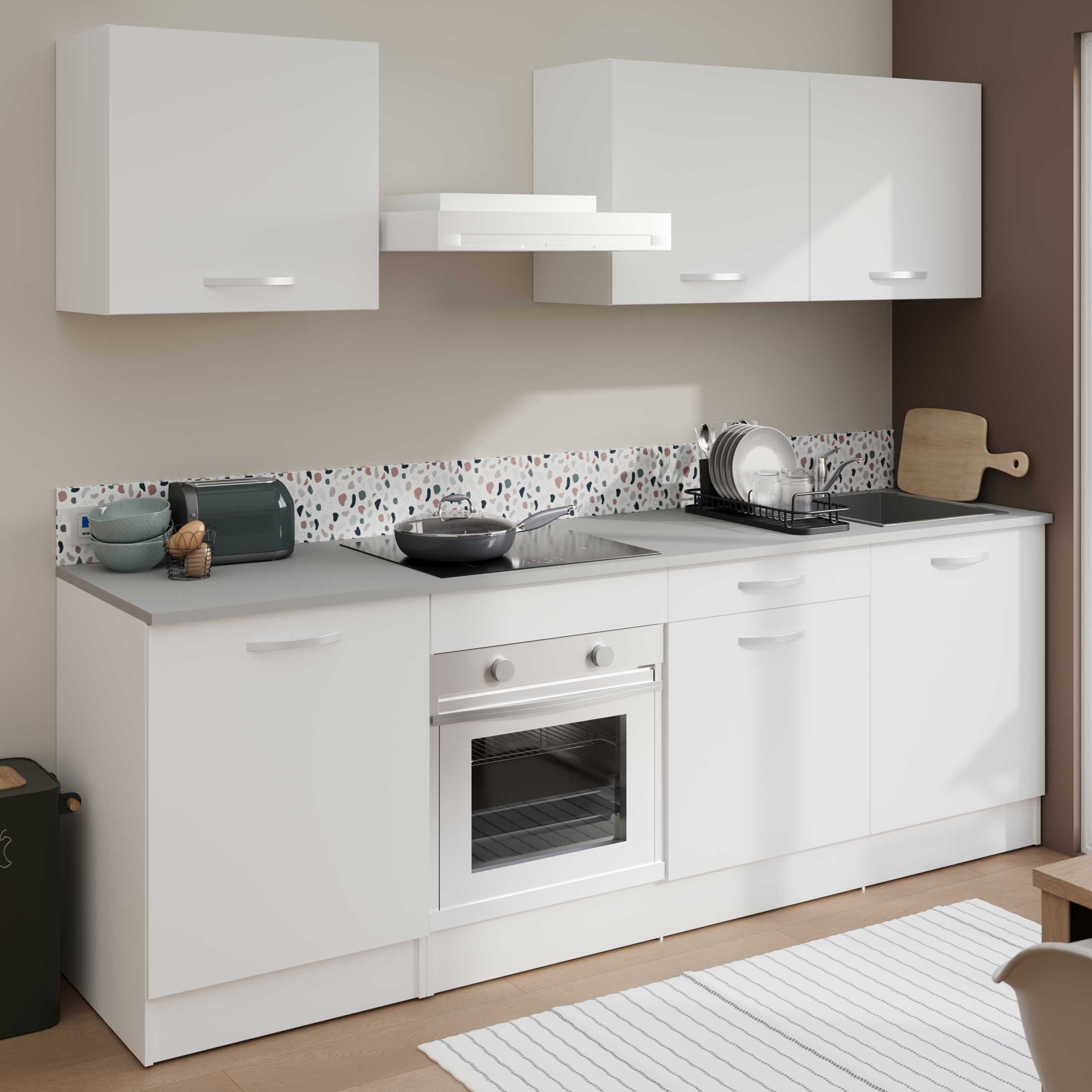 Meuble bas Oke 60 cm pour four et plaque de cuisson - blanc - Image 7