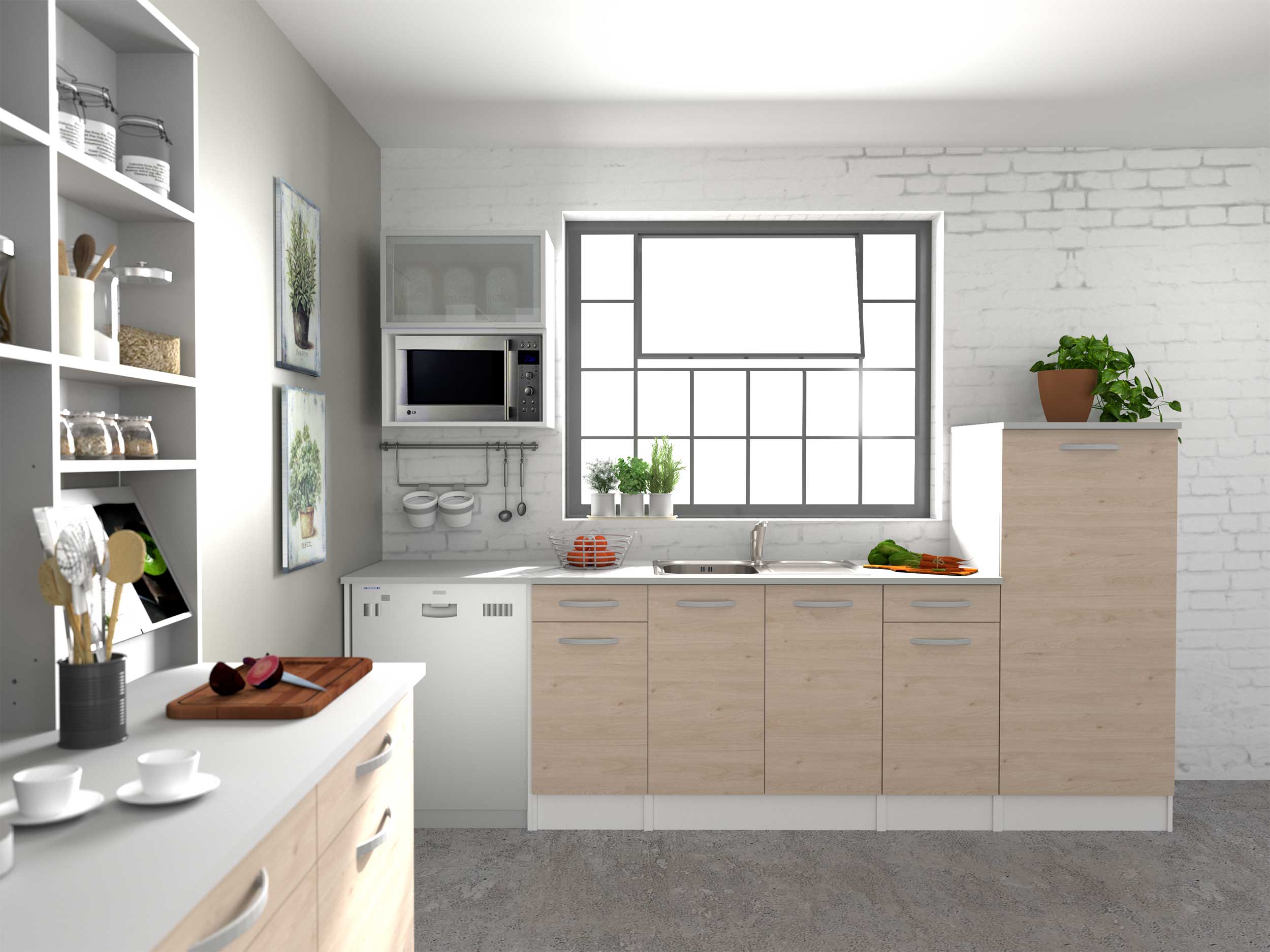 Meuble bas Oke 60 cm pour four et plaque de cuisson - chêne - Image 3