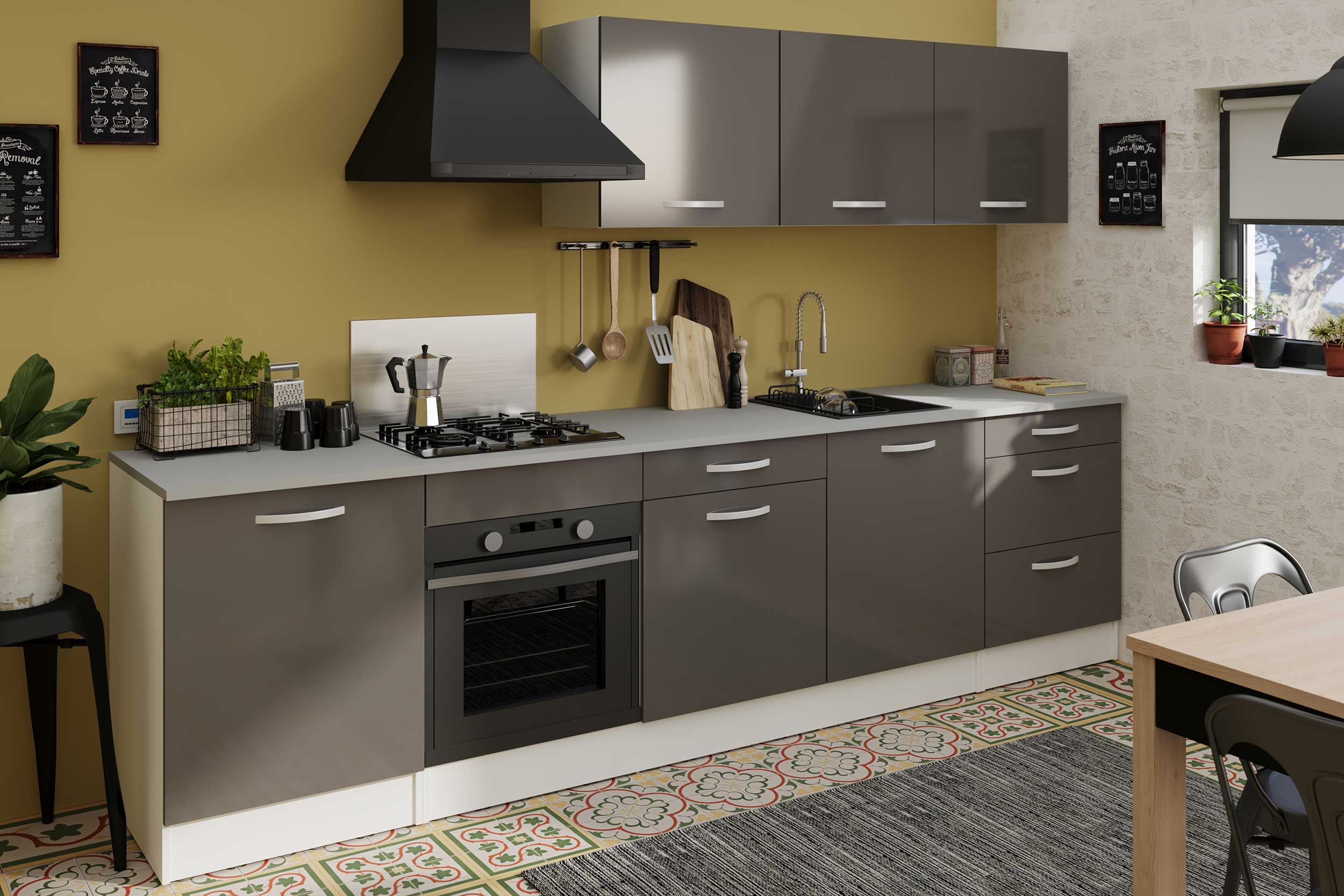 Meuble bas Oke 60 cm pour four et plaque de cuisson - gris - Image 4