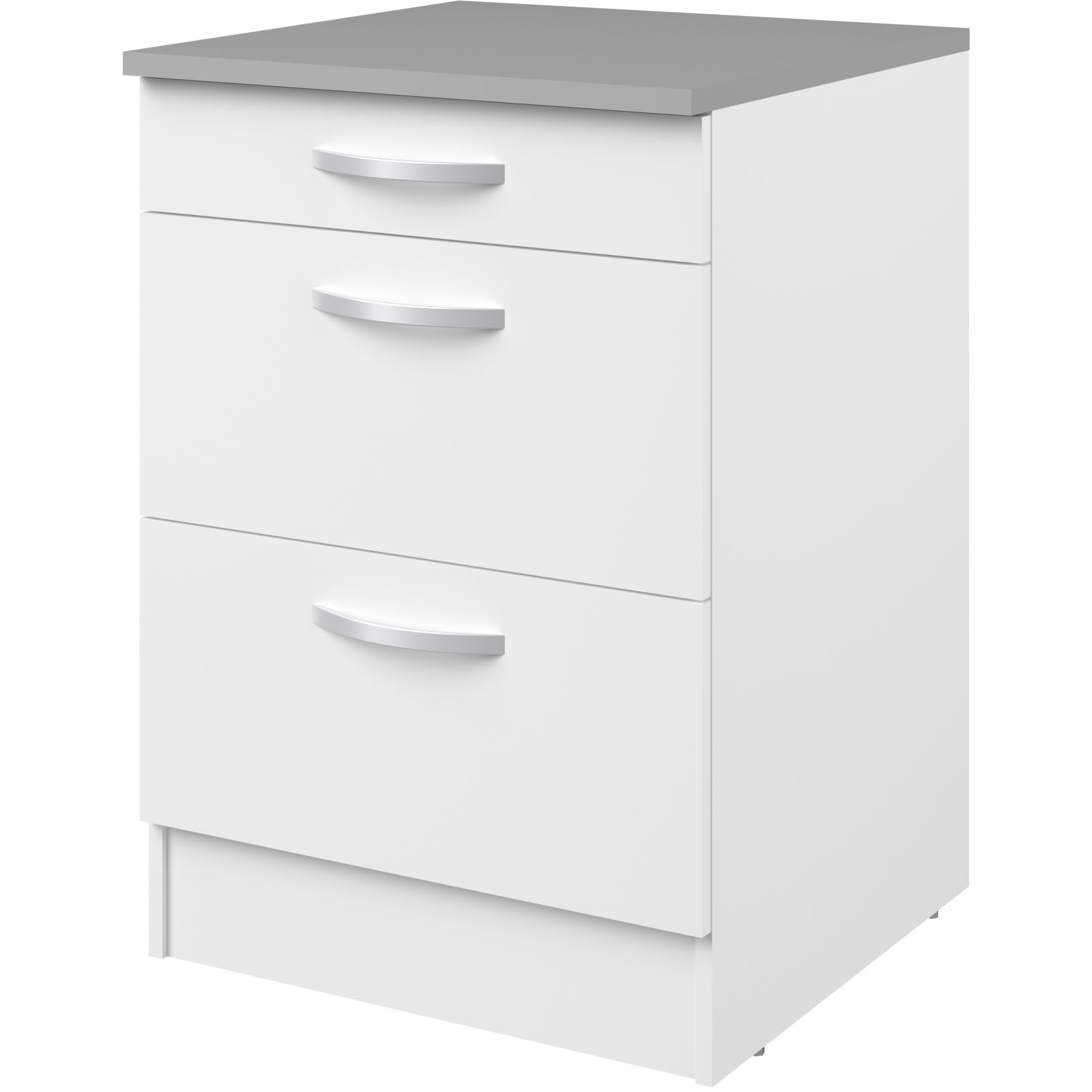 Meuble bas Oke 60x60 avec 3 tiroirs - blanc