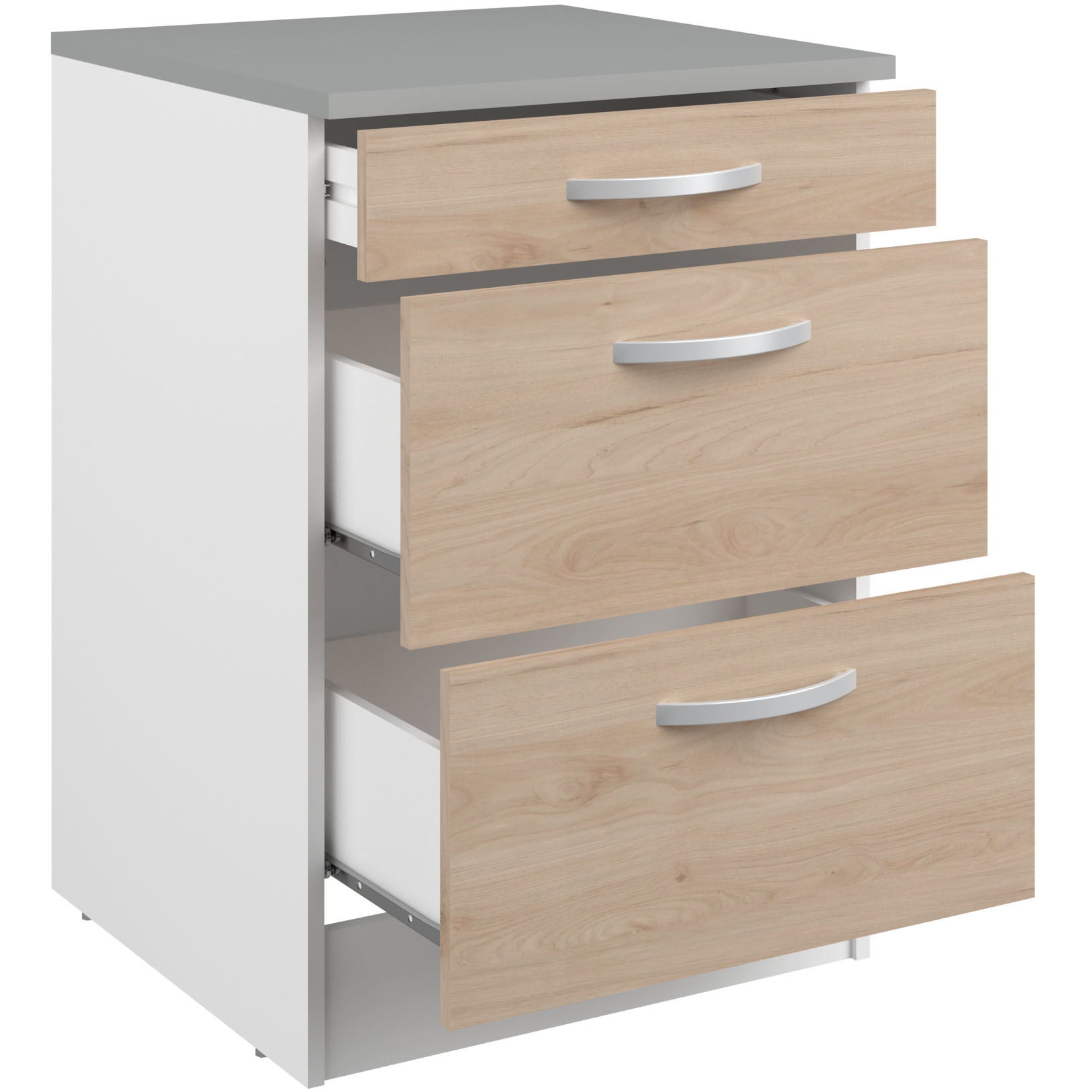 Meuble bas Oke 60x60 avec 3 tiroirs - chêne - Image 2