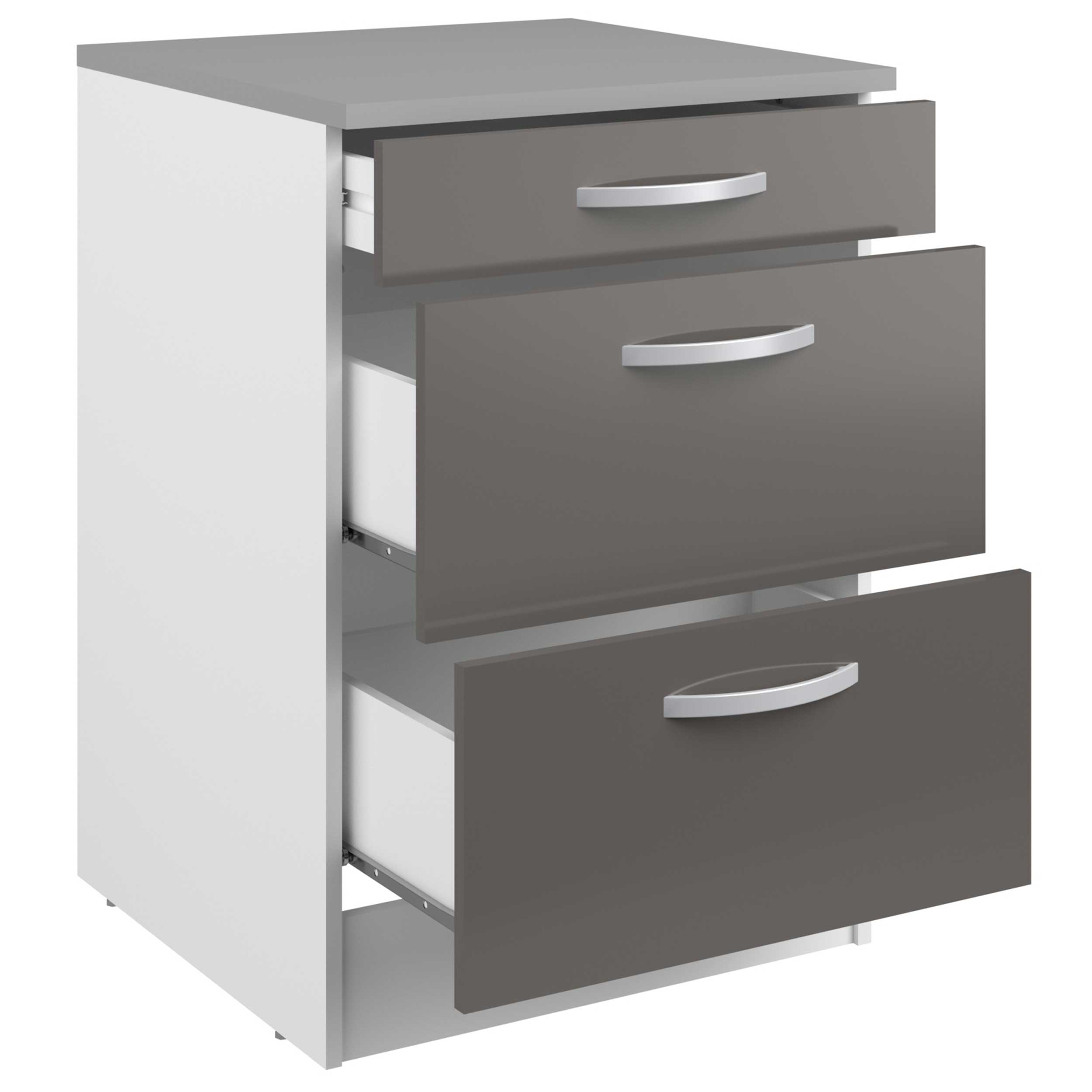 Meuble bas Oke 60x60 avec 3 tiroirs - gris - Image 2