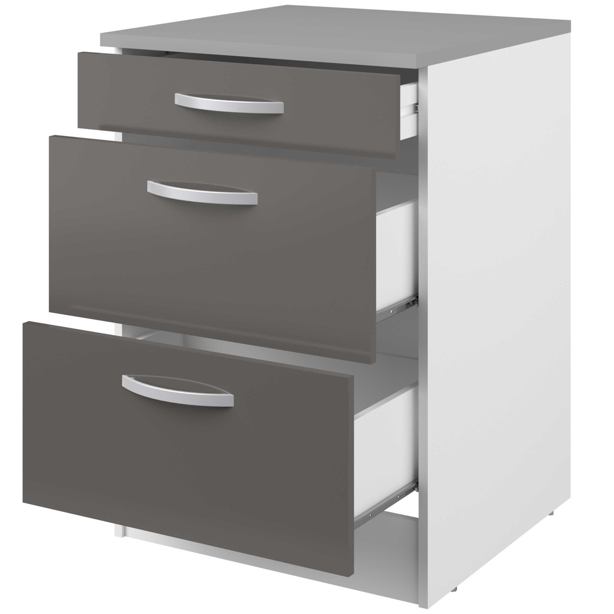 Meuble bas Oke 60x60 avec 3 tiroirs - gris - Image 4