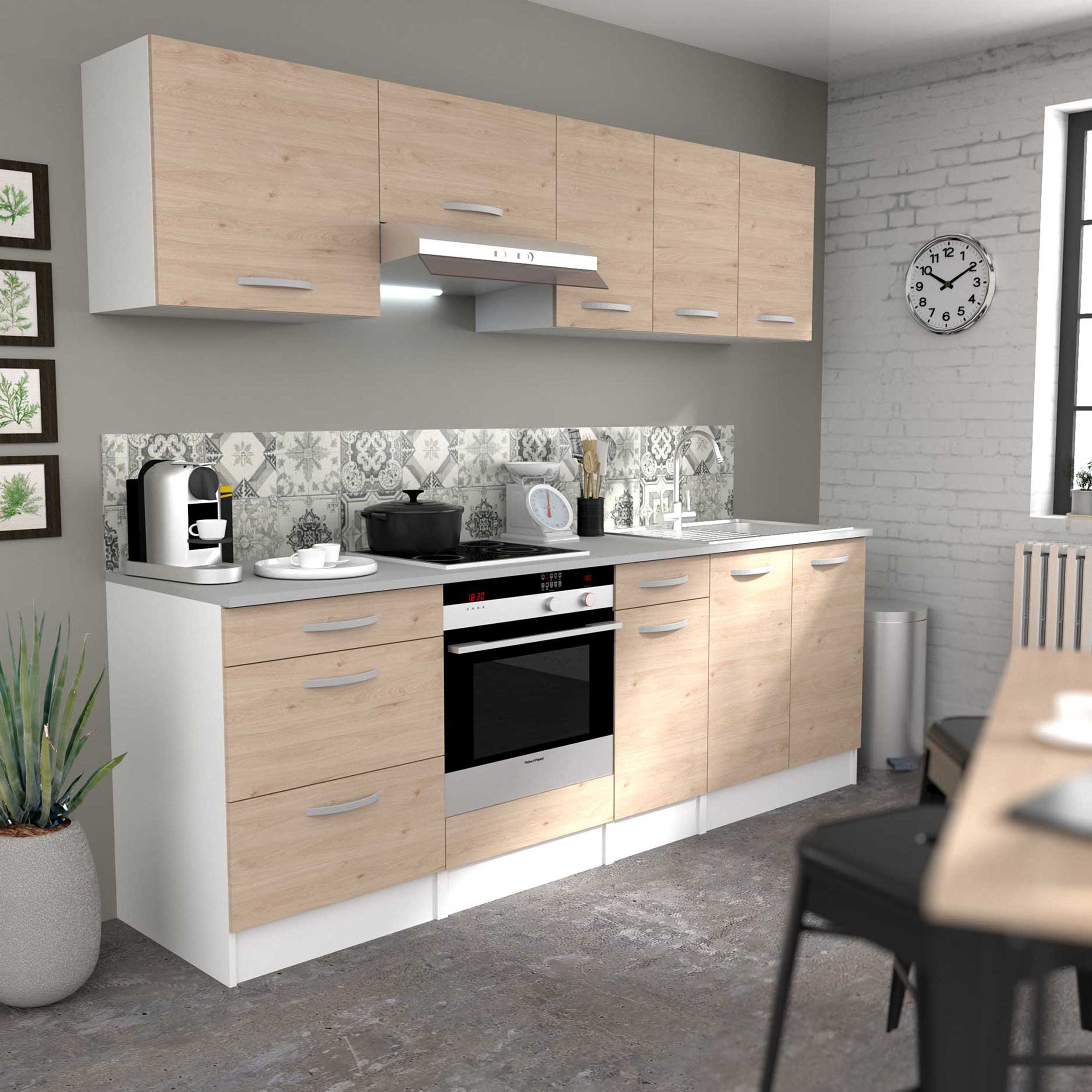 Meuble bas Oke 80 cm pour évier avec 2 portes - chêne - Image 9