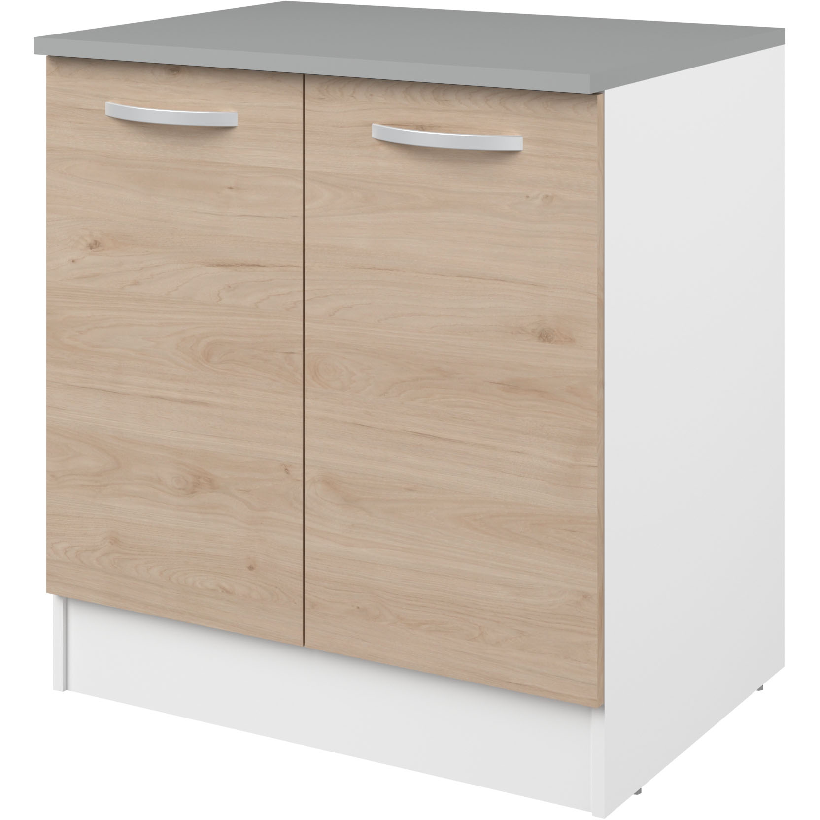 Meuble bas Oke 80 cm pour évier avec 2 portes - chêne