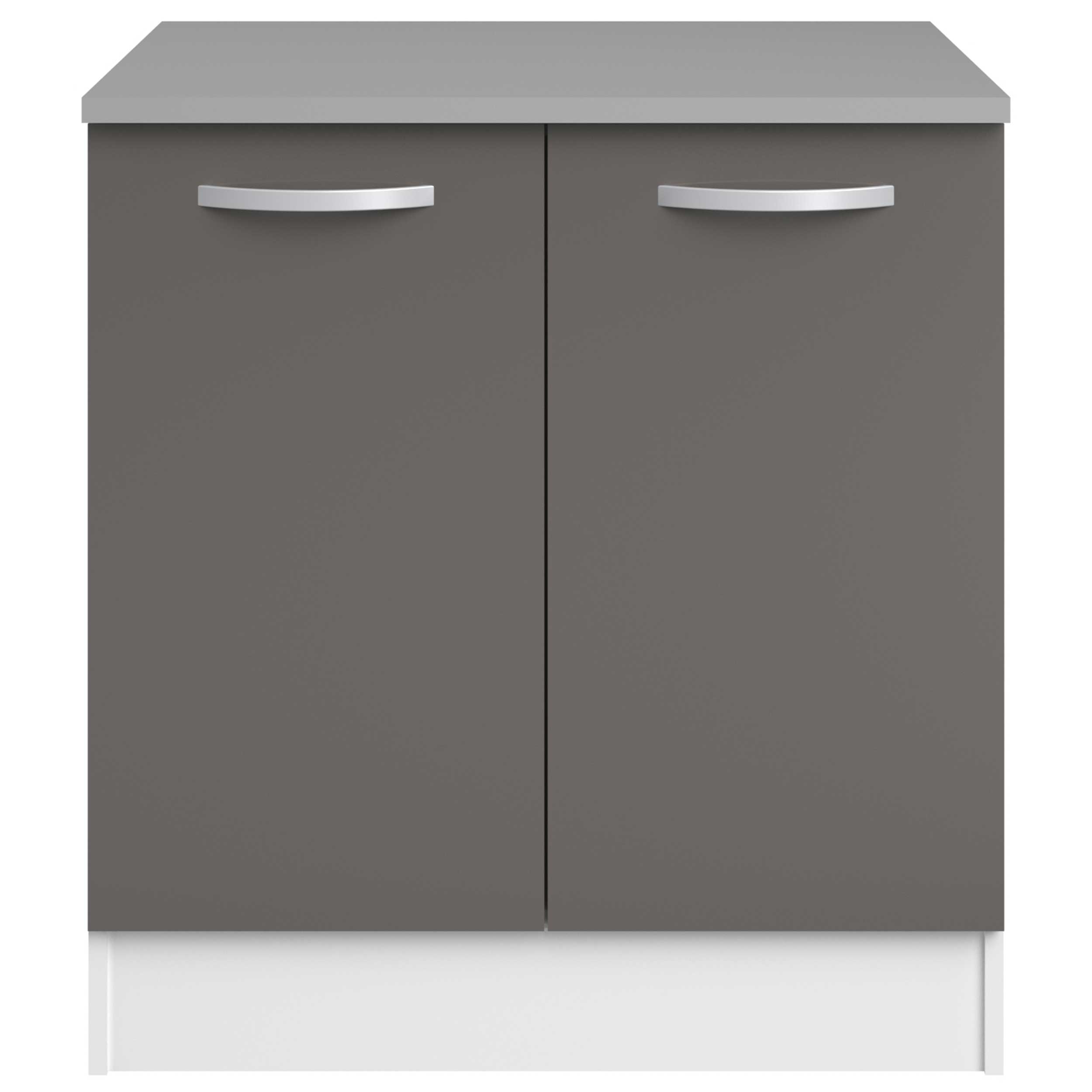Meuble bas Oke 80 cm pour évier avec 2 portes - gris - Image 4