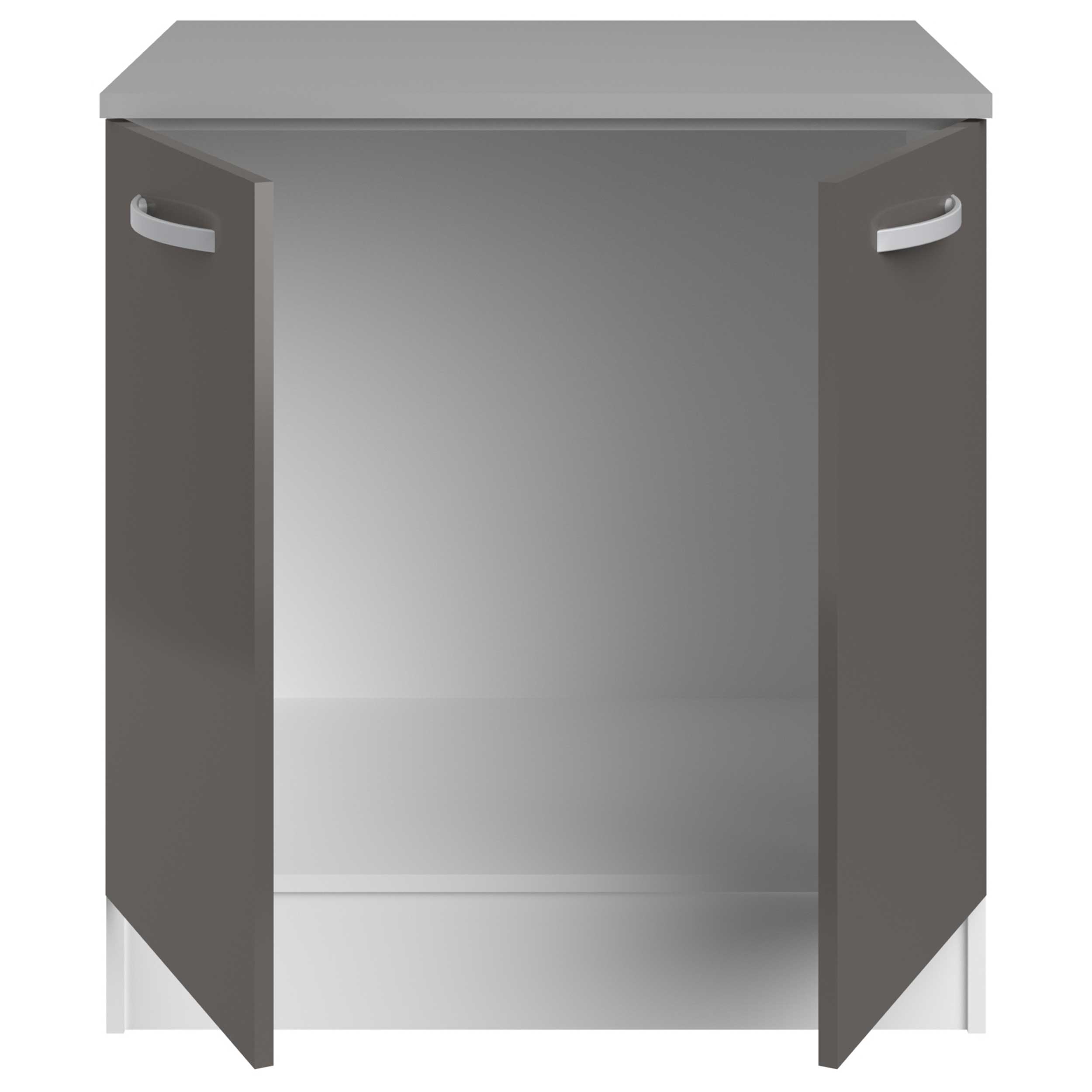 Meuble bas Oke 80 cm pour évier avec 2 portes - gris - Image 5
