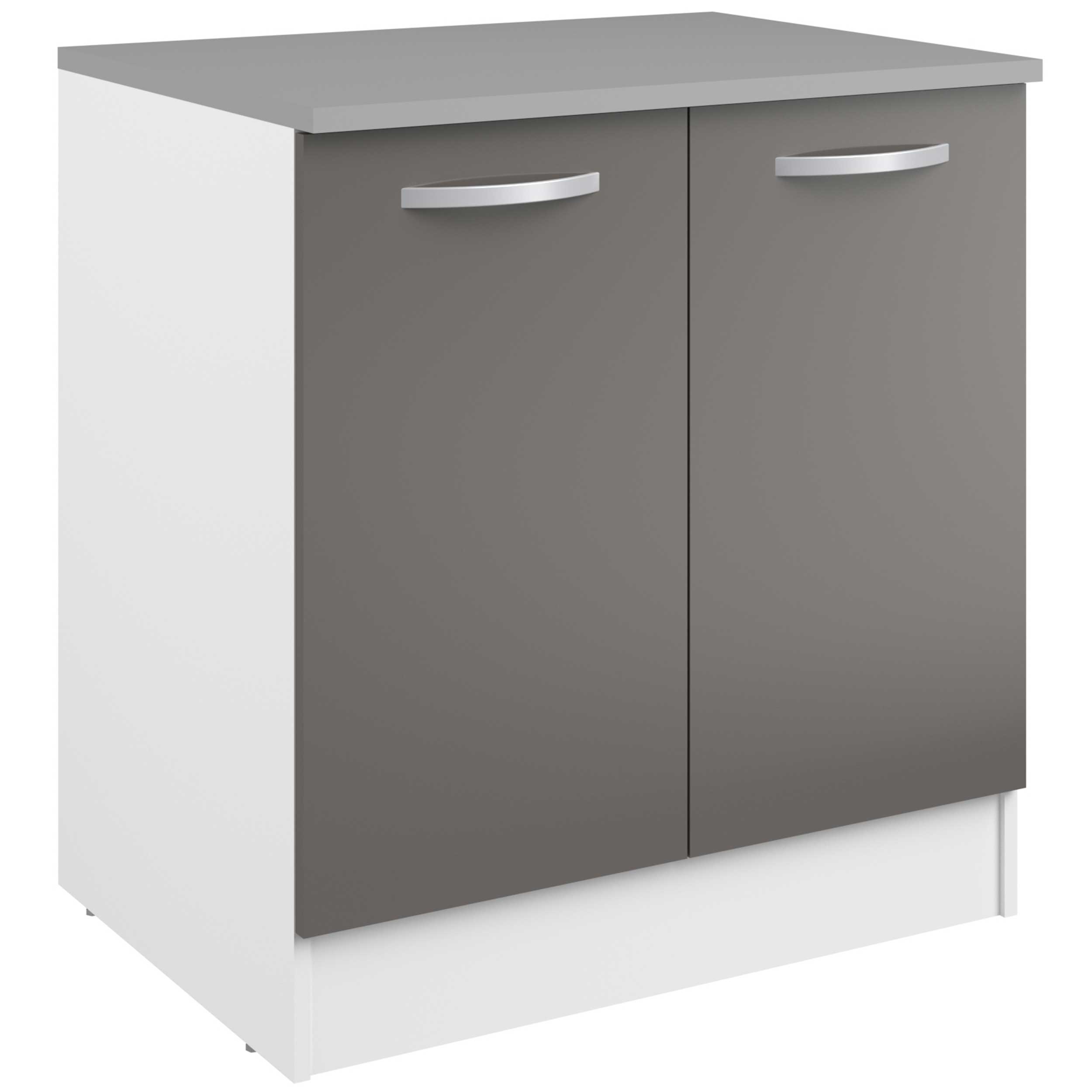 Meuble bas Oke 80 cm pour évier avec 2 portes - gris - Image 9