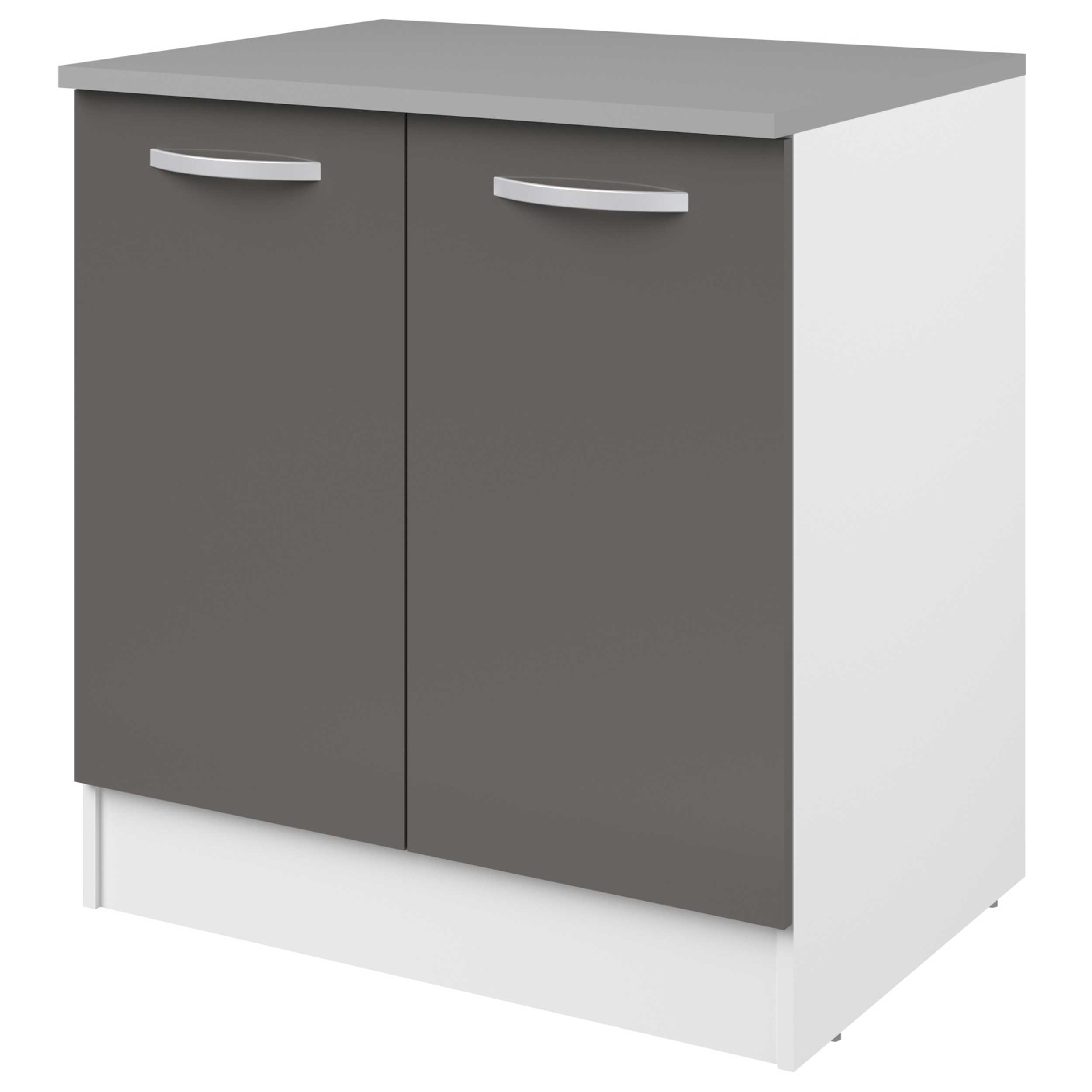 Meuble bas Oke 80 cm pour évier avec 2 portes - gris