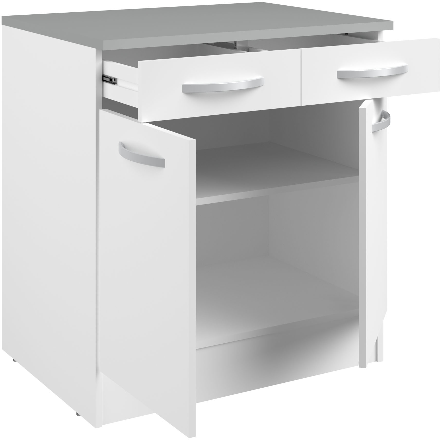 Meuble bas Oke 80cm 2 portes & 2 tiroirs - blanc - Image 2