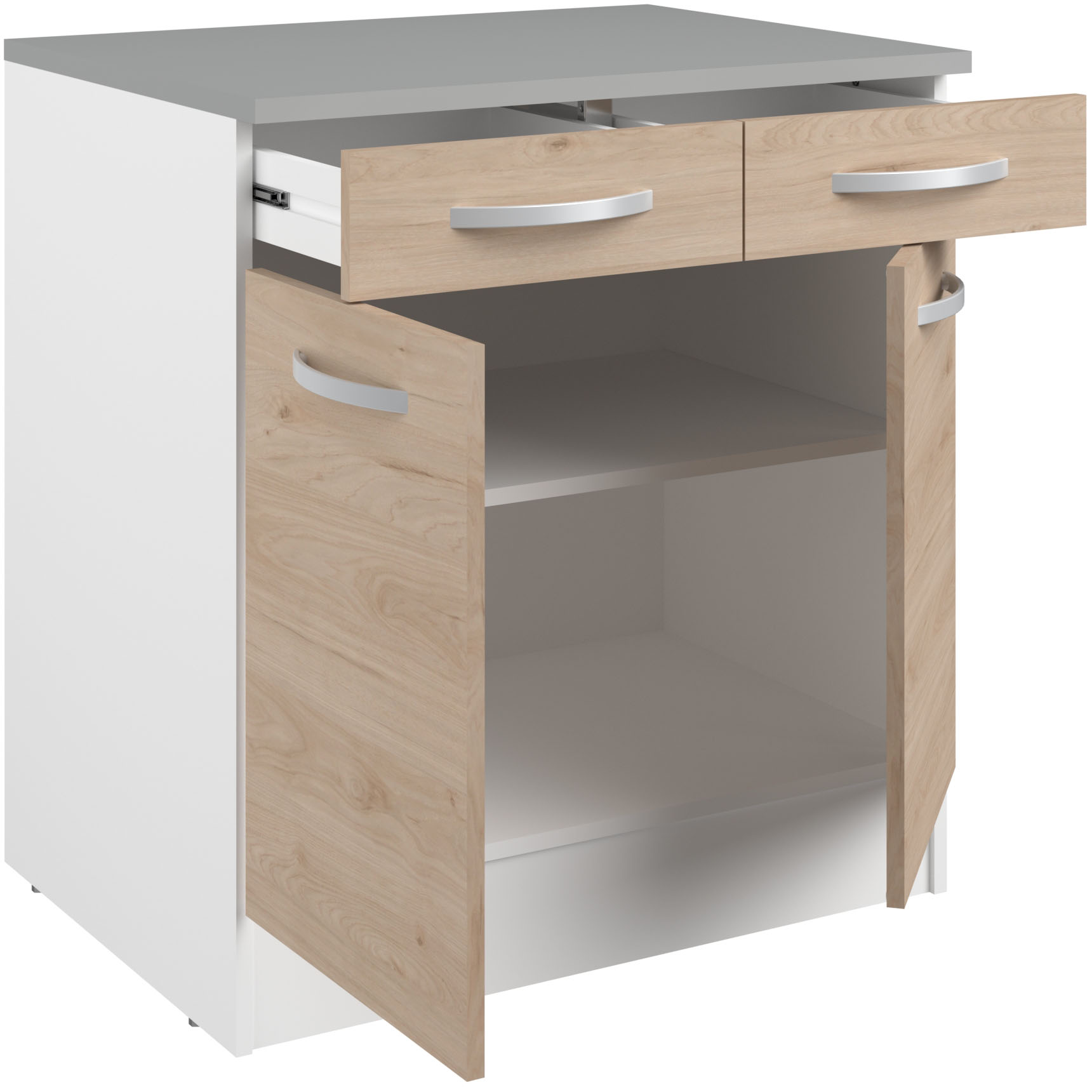 Meuble bas Oke 80cm 2 portes & 2 tiroirs - chêne - Image 2