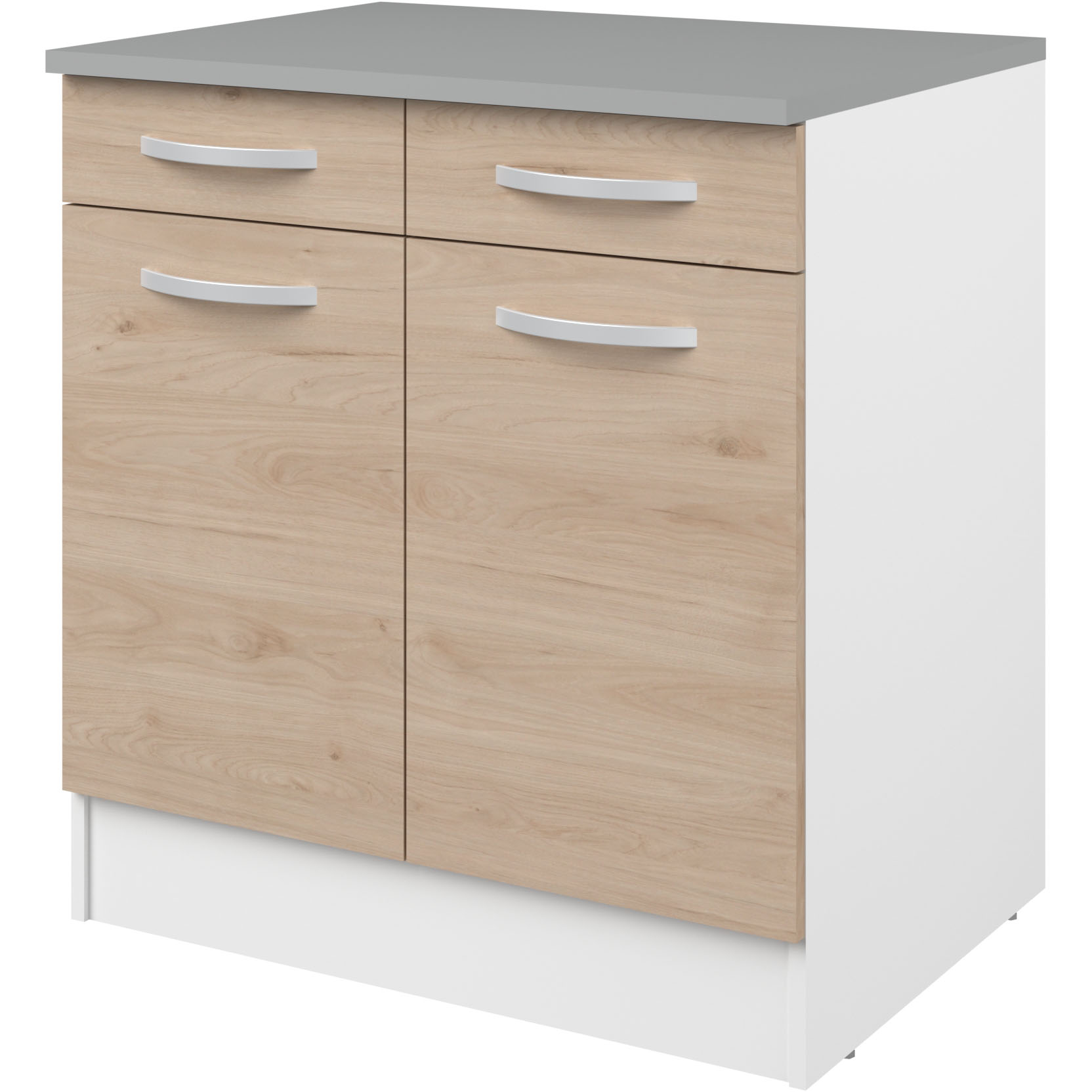 Meuble bas Oke 80cm 2 portes & 2 tiroirs - chêne