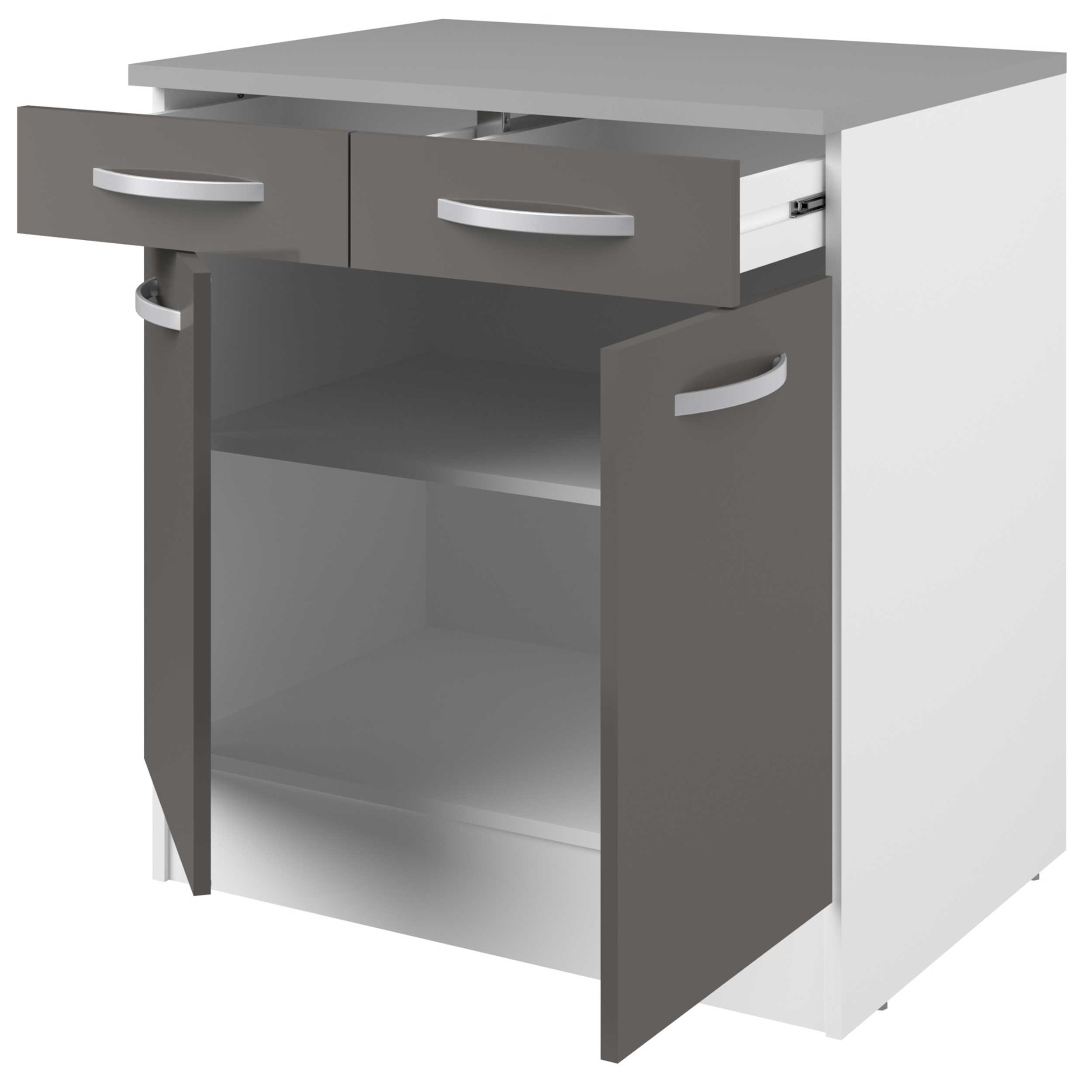 Meuble bas Oke 80cm 2 portes & 2 tiroirs - gris - Image 3