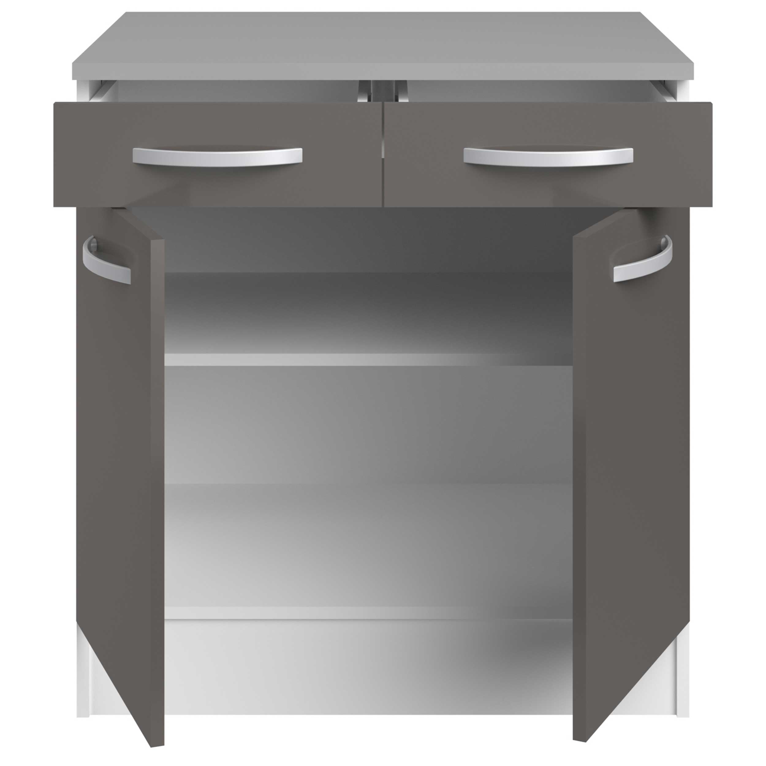 Meuble bas Oke 80cm 2 portes & 2 tiroirs - gris - Image 4