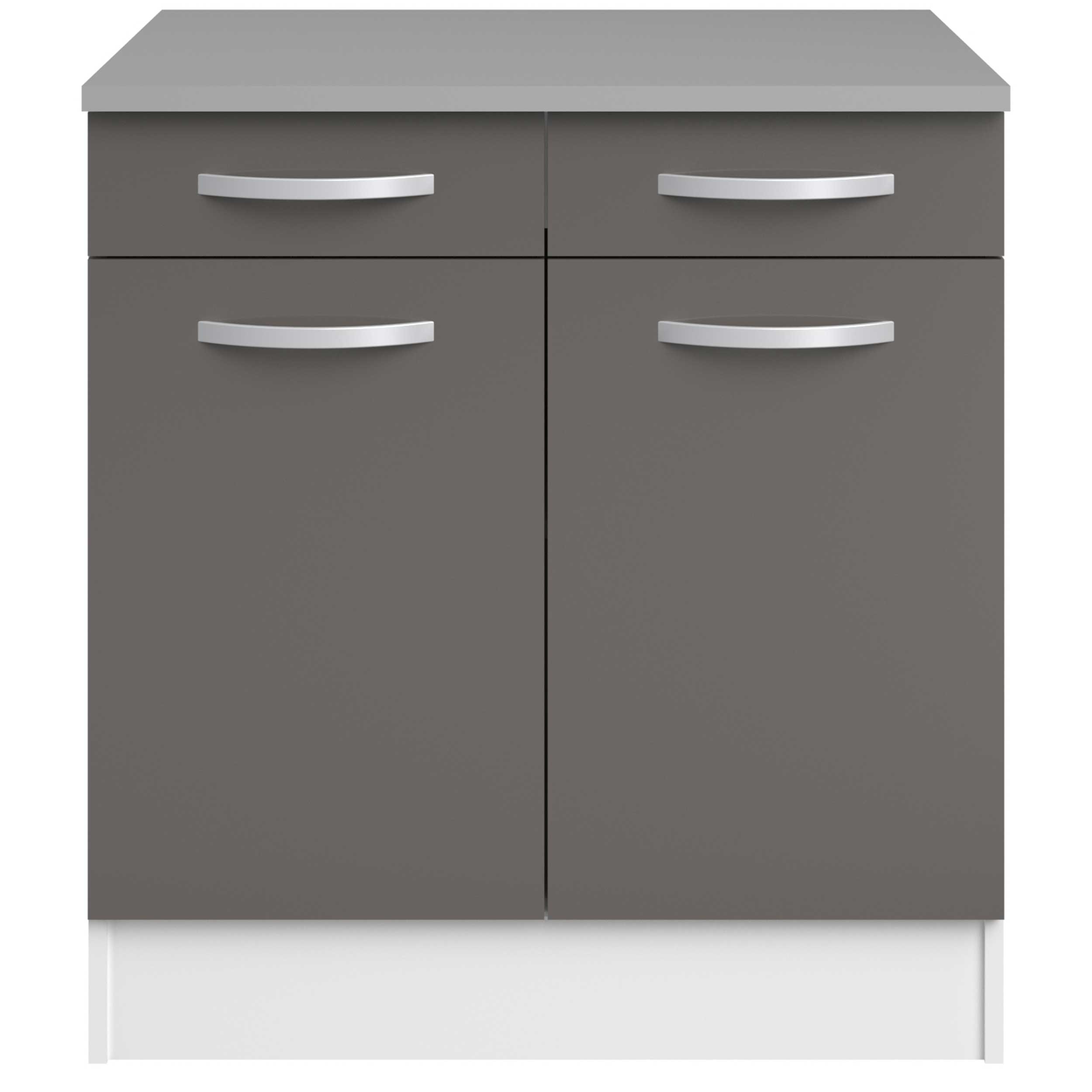 Meuble bas Oke 80cm 2 portes & 2 tiroirs - gris - Image 5