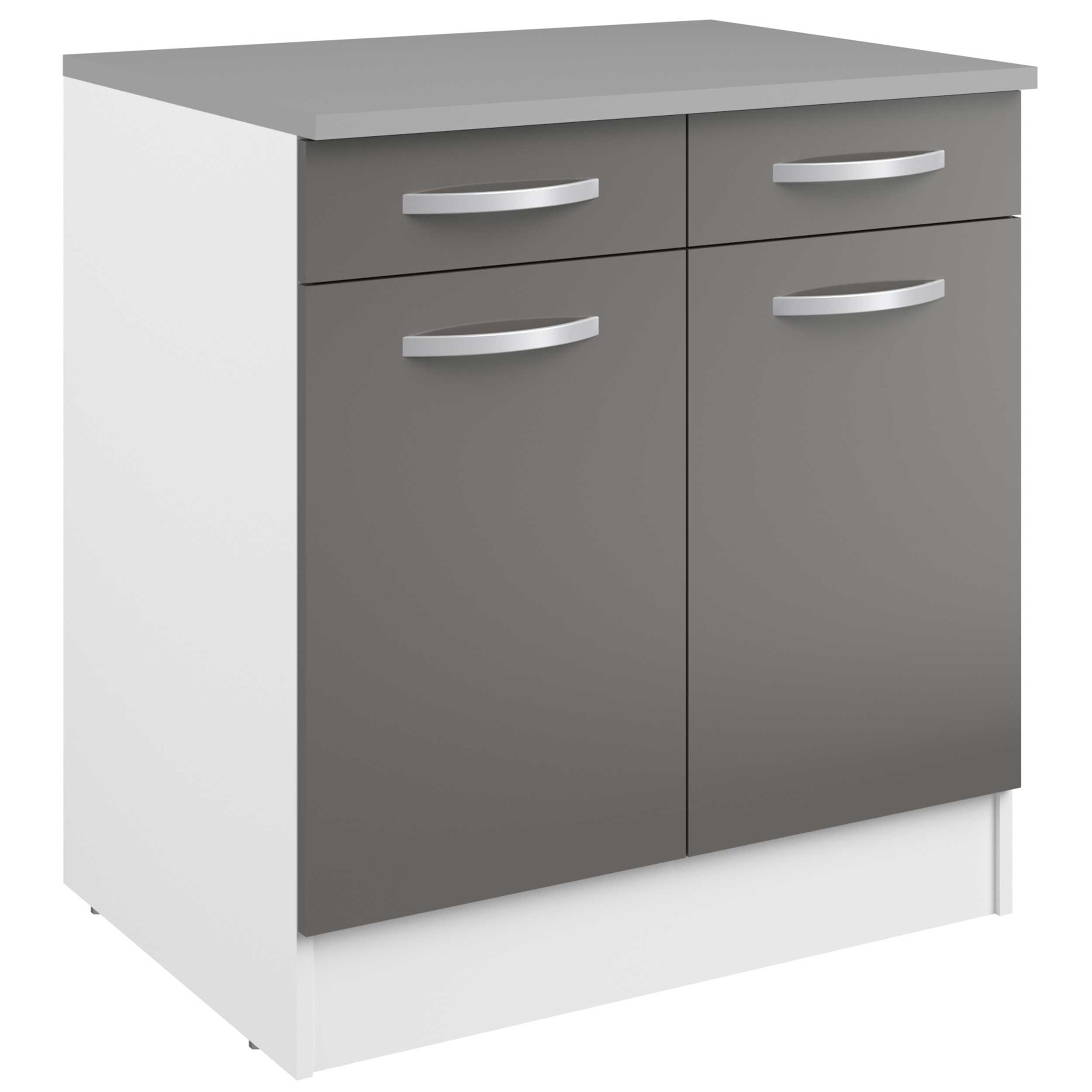 Meuble bas Oke 80cm 2 portes & 2 tiroirs - gris - Image 6