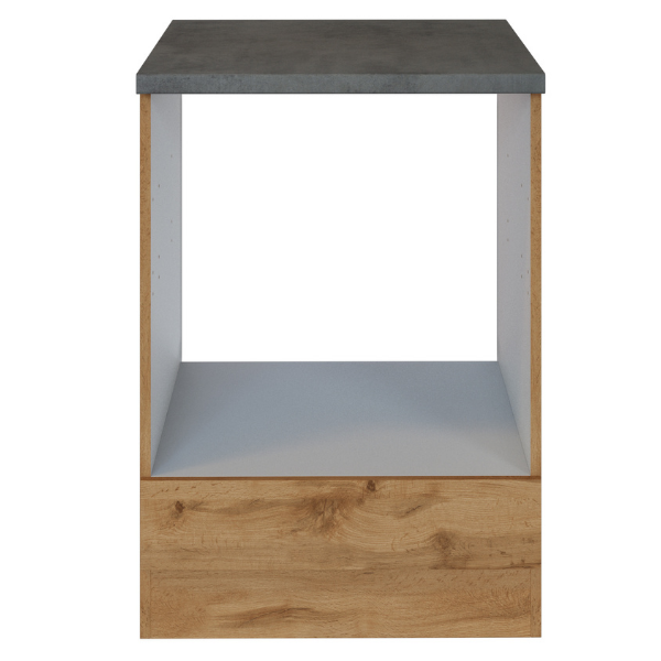 Meuble bas Sorrella 60cm pour four et plaque de cuisson - chêne/béton - Image 6