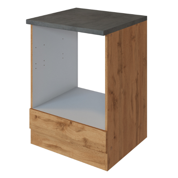 Meuble bas Sorrella 60cm pour four et plaque de cuisson - chêne/béton - Image 7