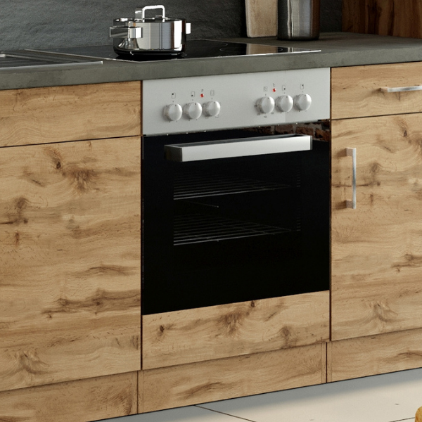 Meuble bas Sorrella 60cm pour four et plaque de cuisson - chêne/béton - Image 1
