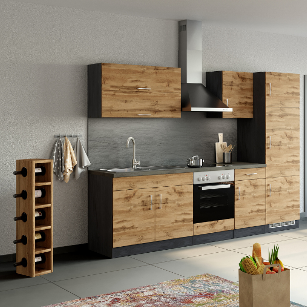 Meuble bas Sorrella 60cm pour four et plaque de cuisson - chêne/graphite - Image 2