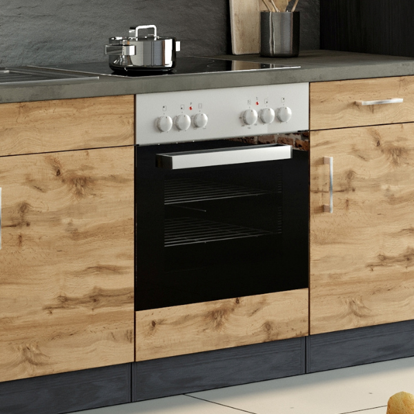 Meuble bas Sorrella 60cm pour four et plaque de cuisson - chêne/graphite - Image 1