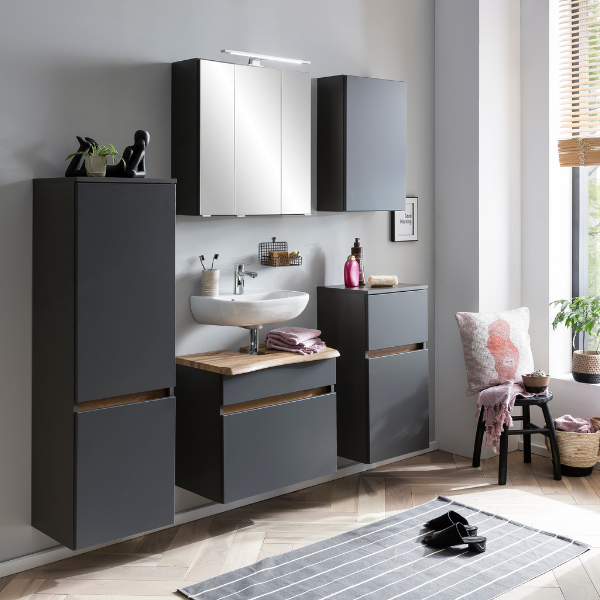 Meuble colonne Vikas 2 portes - anthracite - Image 5