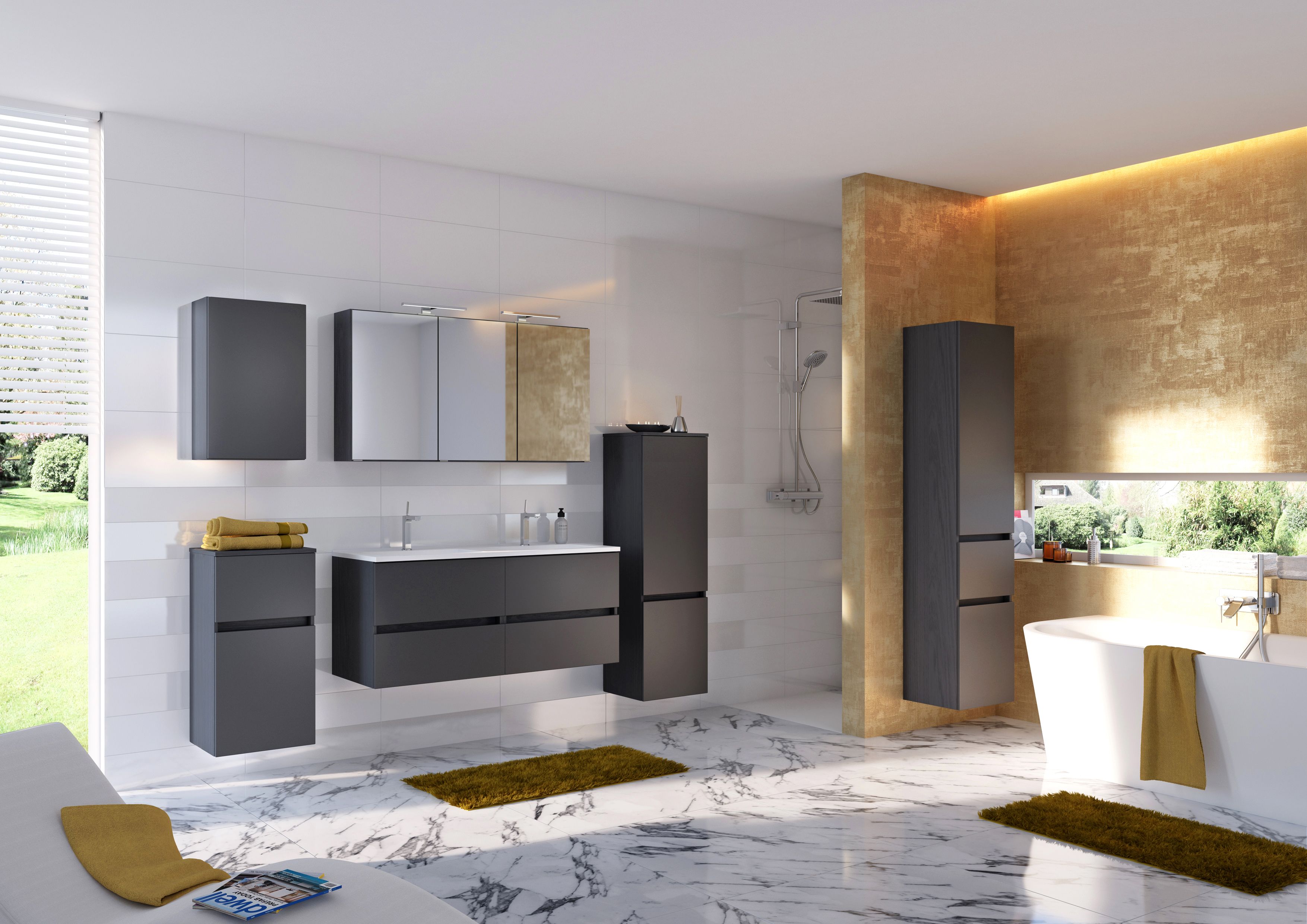 Meuble lavabo Brama 120cm 4 tiroirs - graphite/gris mat - Image 2