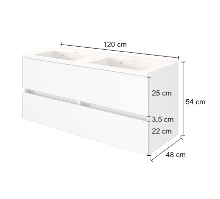 Meuble lavabo Brama 120cm 4 tiroirs - graphite/gris mat - Image 3