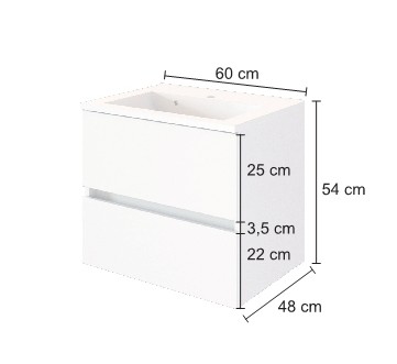 Meuble lavabo Brama 60cm 2 tiroirs - blanc - Image 5