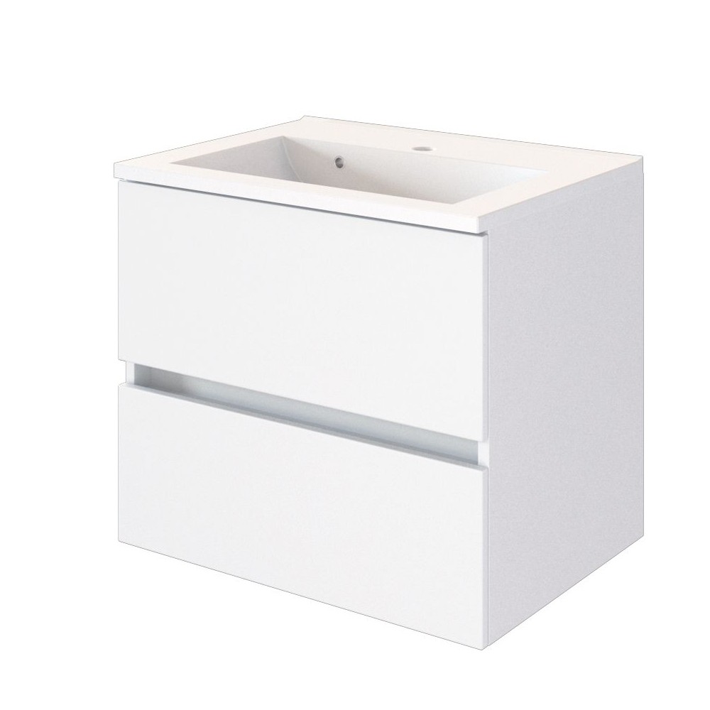 Meuble lavabo Brama 60cm 2 tiroirs - blanc