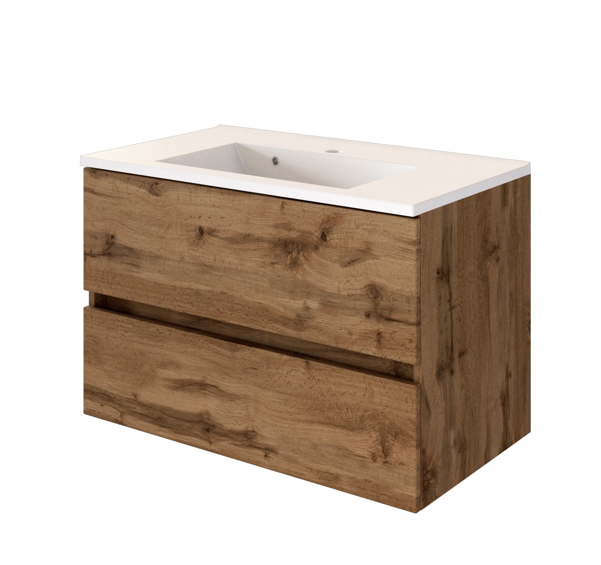 Meuble lavabo Brama 80cm 2 tiroirs - chêne wotan - Image 6