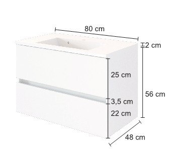 Meuble lavabo Brama 80cm 2 tiroirs - graphite/gris mat - Image 4