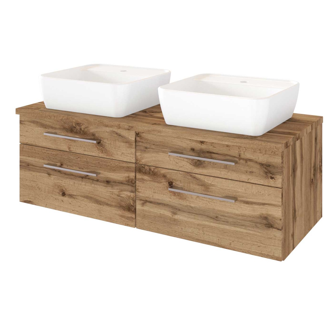 Meuble lavabo Dasa 120cm à 4 tiroirs - chêne wotan