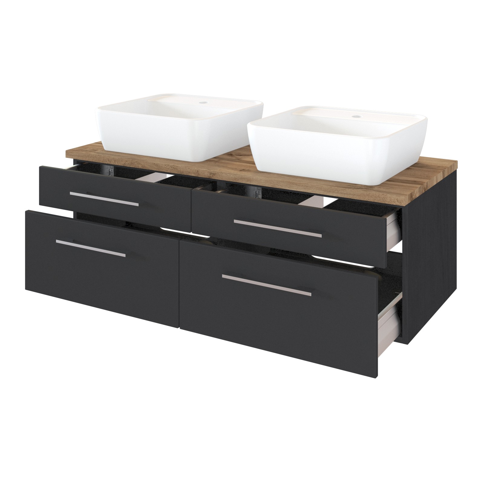 Meuble lavabo Dasa 120cm à 4 tiroirs - graphite/gris mat - Image 4